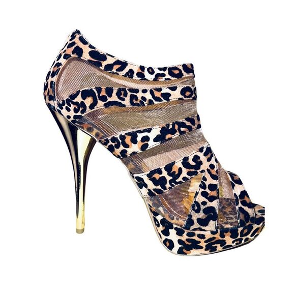 Liliana peep toe leopard booties - Picture 1 of 7